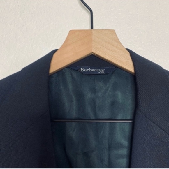 Burberrys Single Breasted 2 Buttons Blazer Navy Blue Jacket Size 42R - Picture 13 of 15
